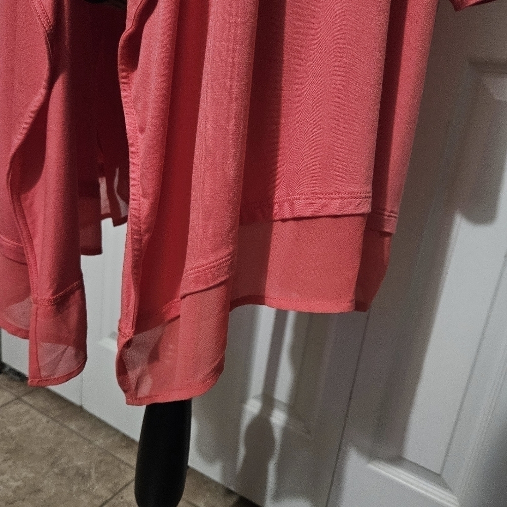 Lane Bryant New Open Waterfall Front Lightweight Coral Cardigan Size 22/24 - Picture 3 of 11